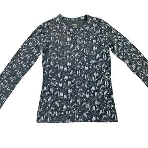 Columbia Womens Thermal T-Shirt Long Sleeve Button Chest Printed Sz XS